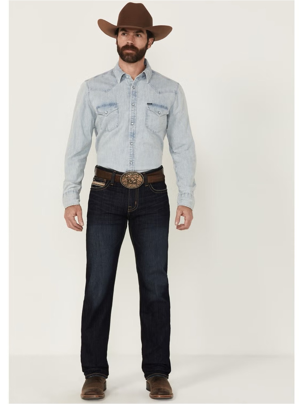 ROCK & ROLL DENIM MEN'S REVOLVER DARK WASH SLIM STRAIGHT STRETCH DENIM JEANS